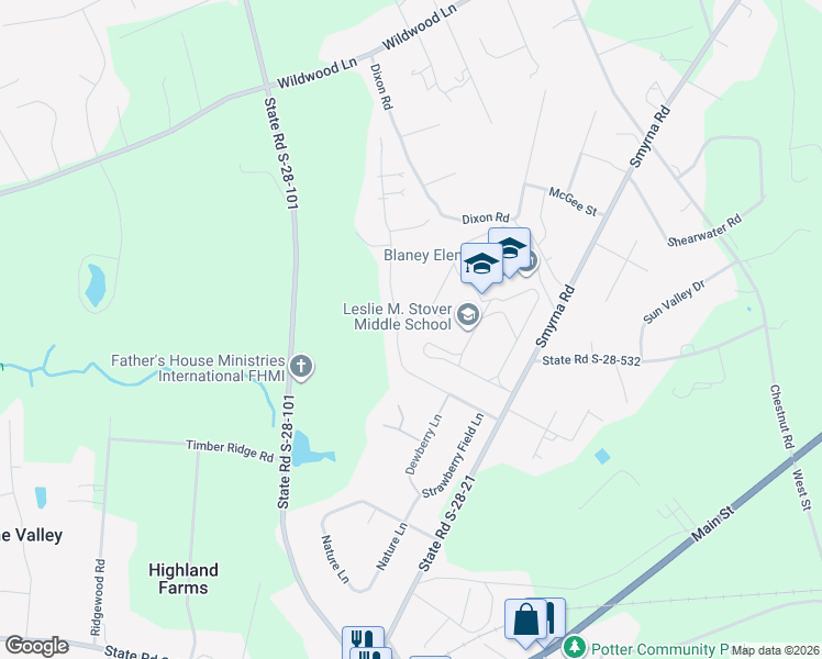 map of restaurants, bars, coffee shops, grocery stores, and more near 69 Abbey Road in Elgin