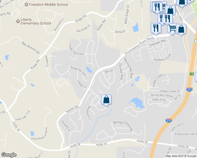 map of restaurants, bars, coffee shops, grocery stores, and more near 249 Osmanthus Way in Canton