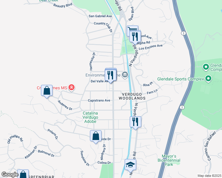 map of restaurants, bars, coffee shops, grocery stores, and more near in Glendale