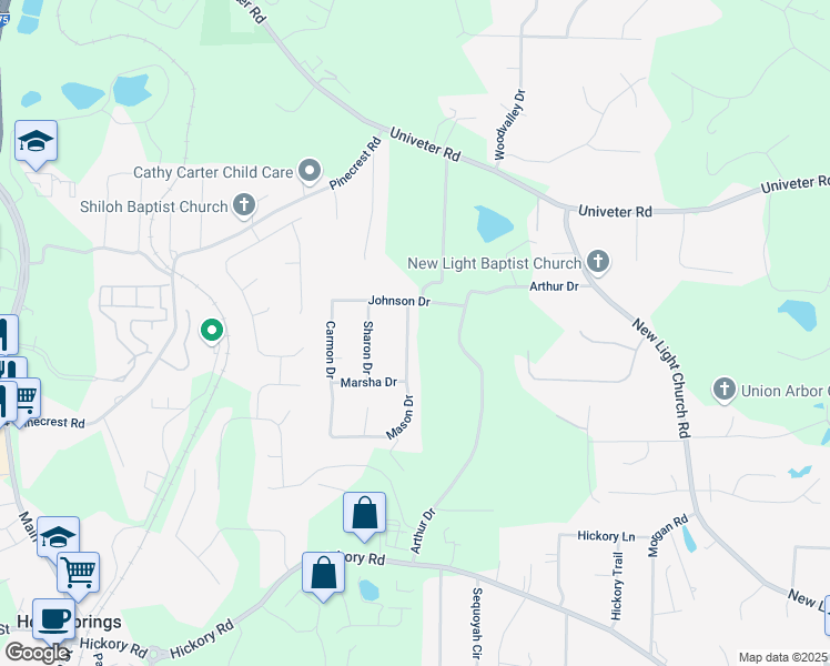 map of restaurants, bars, coffee shops, grocery stores, and more near 464 Mason Drive in Canton