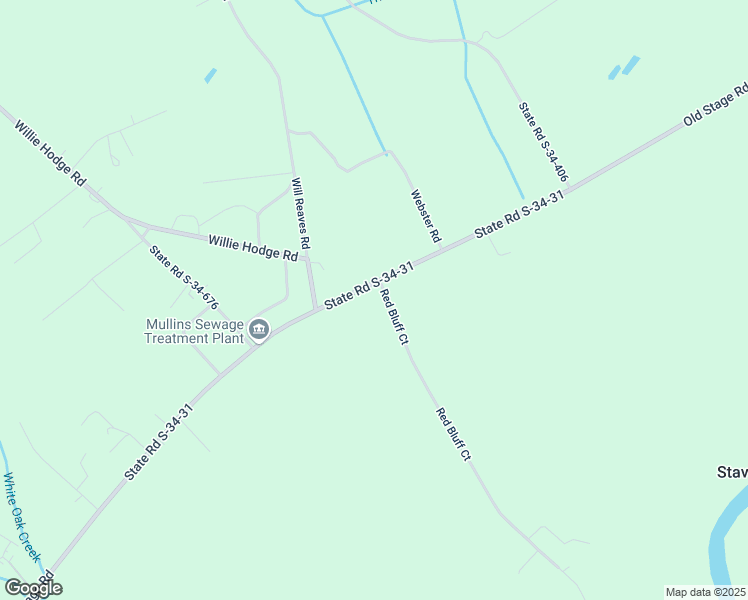 map of restaurants, bars, coffee shops, grocery stores, and more near 1013 Red Bluff Court in Mullins