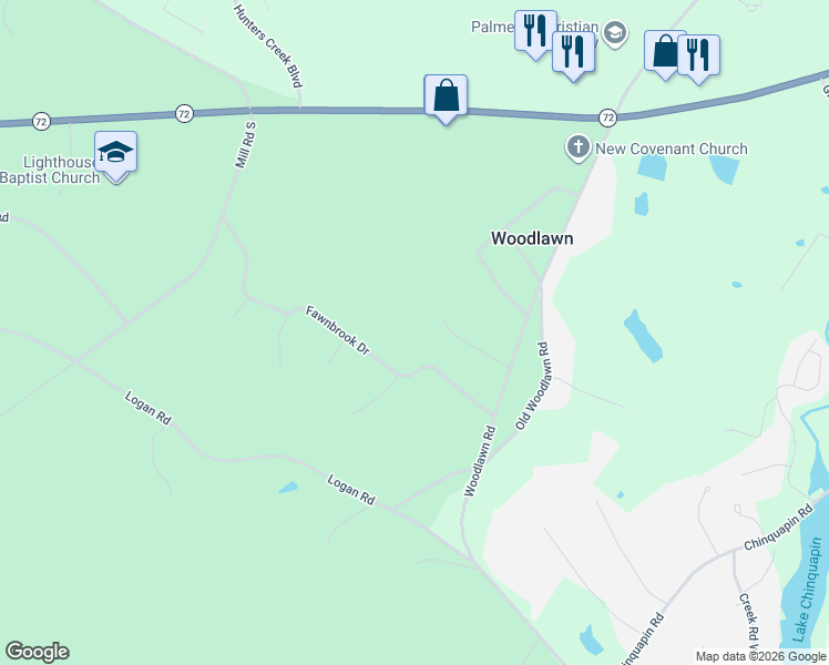 map of restaurants, bars, coffee shops, grocery stores, and more near 123 Hughes Road in Greenwood