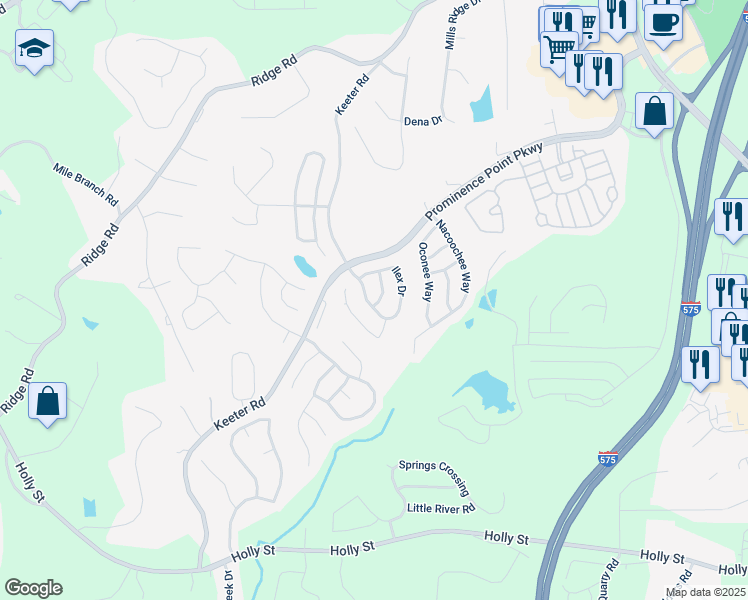 map of restaurants, bars, coffee shops, grocery stores, and more near 111 Ilex Drive in Canton