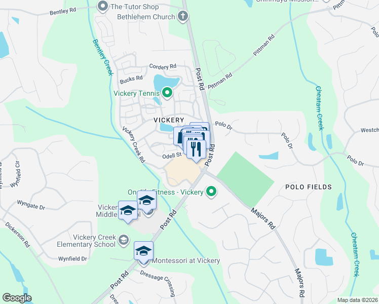 map of restaurants, bars, coffee shops, grocery stores, and more near 5817 Clarion Street in Cumming