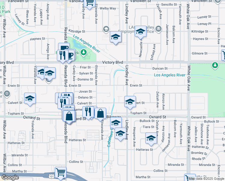 map of restaurants, bars, coffee shops, grocery stores, and more near 6248 Wynne Avenue in Los Angeles