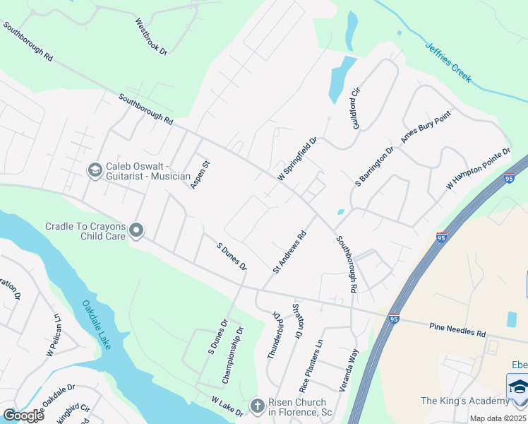 map of restaurants, bars, coffee shops, grocery stores, and more near 1726 Oakdale Terrace Boulevard in Florence