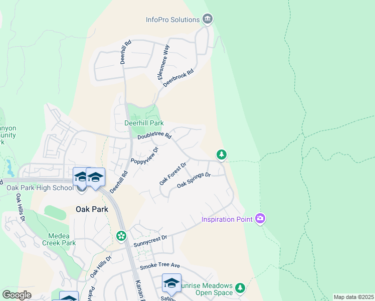 map of restaurants, bars, coffee shops, grocery stores, and more near 6804 Eaglehaven Lane in Oak Park