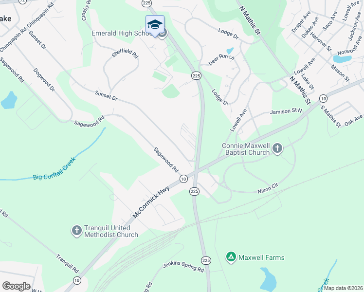 map of restaurants, bars, coffee shops, grocery stores, and more near 814 Sunset Drive in Greenwood