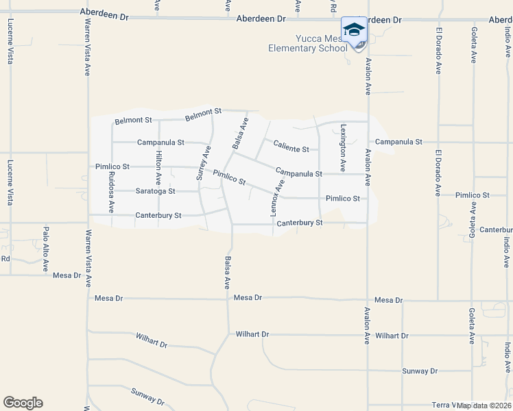 map of restaurants, bars, coffee shops, grocery stores, and more near 3821 Hanford Avenue in Yucca Valley