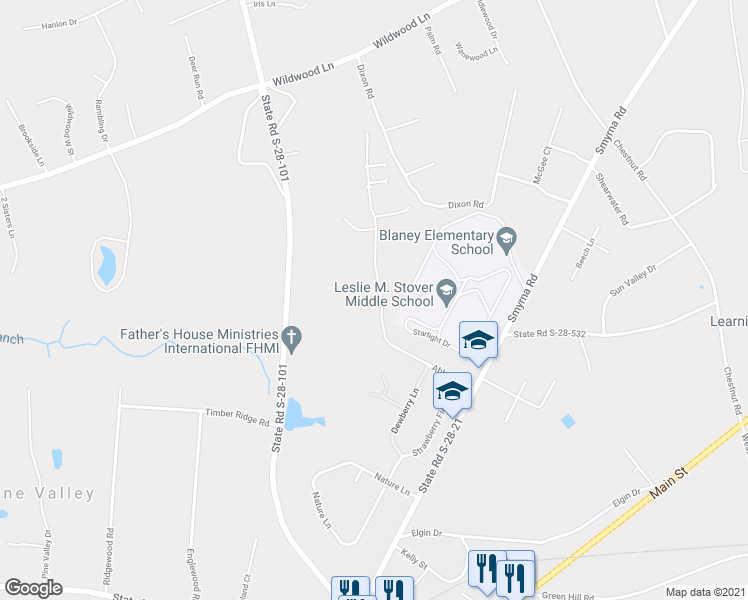 map of restaurants, bars, coffee shops, grocery stores, and more near 69 Abbey Road in Elgin