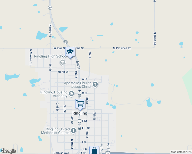 map of restaurants, bars, coffee shops, grocery stores, and more near 418 K Street in Ringling