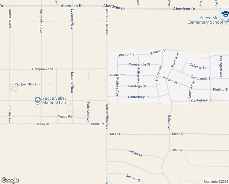 map of restaurants, bars, coffee shops, grocery stores, and more near 3834 Ruidosa Avenue in Yucca Valley