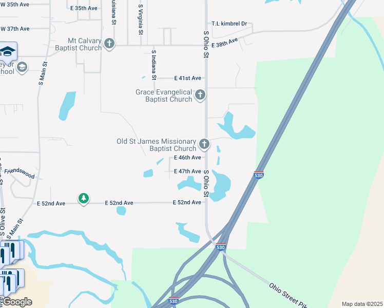 map of restaurants, bars, coffee shops, grocery stores, and more near 1311 East 46th Avenue in Pine Bluff
