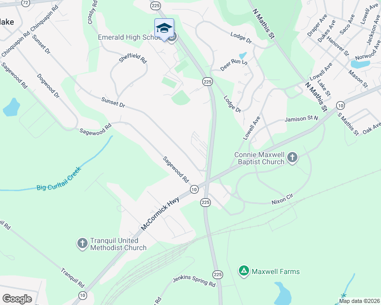 map of restaurants, bars, coffee shops, grocery stores, and more near 814 Sunset Drive in Greenwood