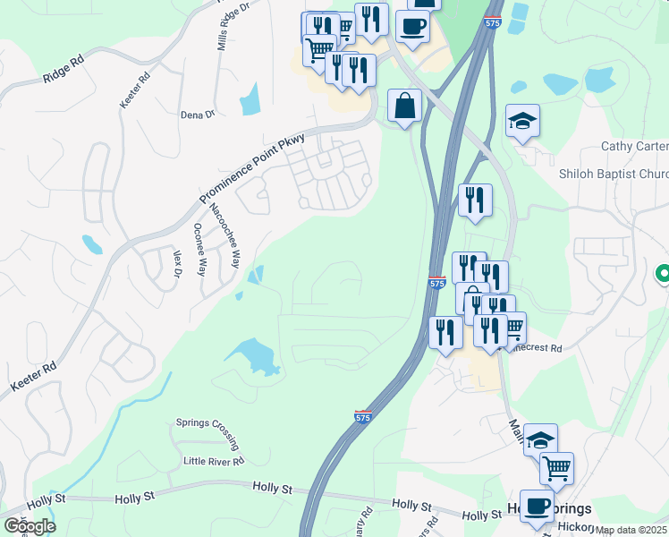 map of restaurants, bars, coffee shops, grocery stores, and more near 330 Hidden Creek Lane in Canton