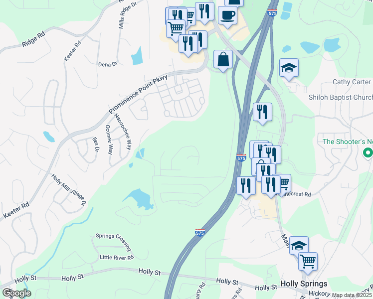 map of restaurants, bars, coffee shops, grocery stores, and more near 334 Hidden Creek Lane in Canton