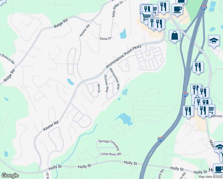 map of restaurants, bars, coffee shops, grocery stores, and more near 508 Sautee Place in Canton