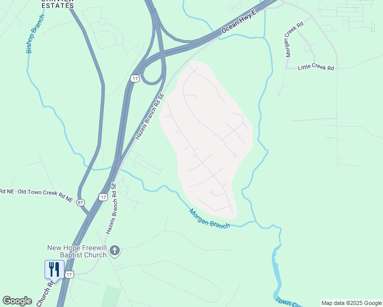 map of restaurants, bars, coffee shops, grocery stores, and more near 7399 Opal Stone Court in Leland