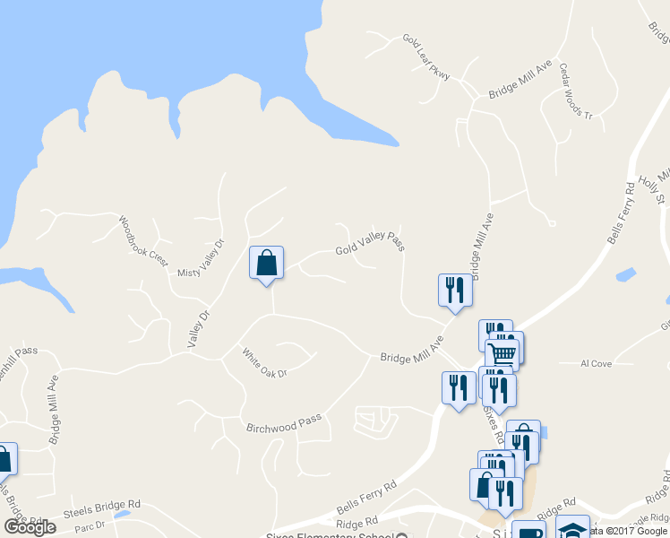 map of restaurants, bars, coffee shops, grocery stores, and more near 409 Dogwood Way in Canton