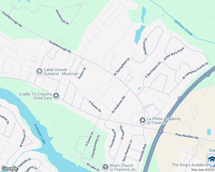 map of restaurants, bars, coffee shops, grocery stores, and more near 1726 Oakdale Terrace Boulevard in Florence