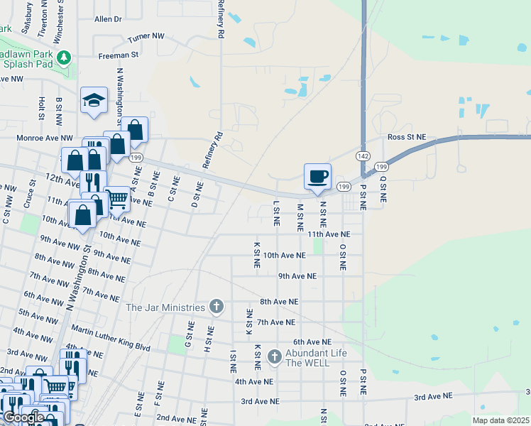 map of restaurants, bars, coffee shops, grocery stores, and more near 1201 L Street Northeast in Ardmore