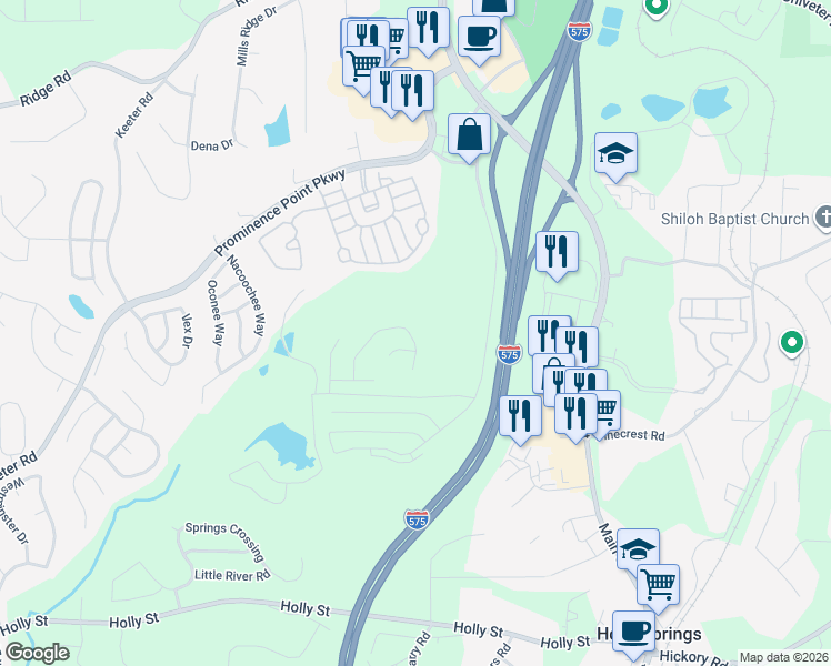 map of restaurants, bars, coffee shops, grocery stores, and more near 359 Hidden Creek Lane in Canton