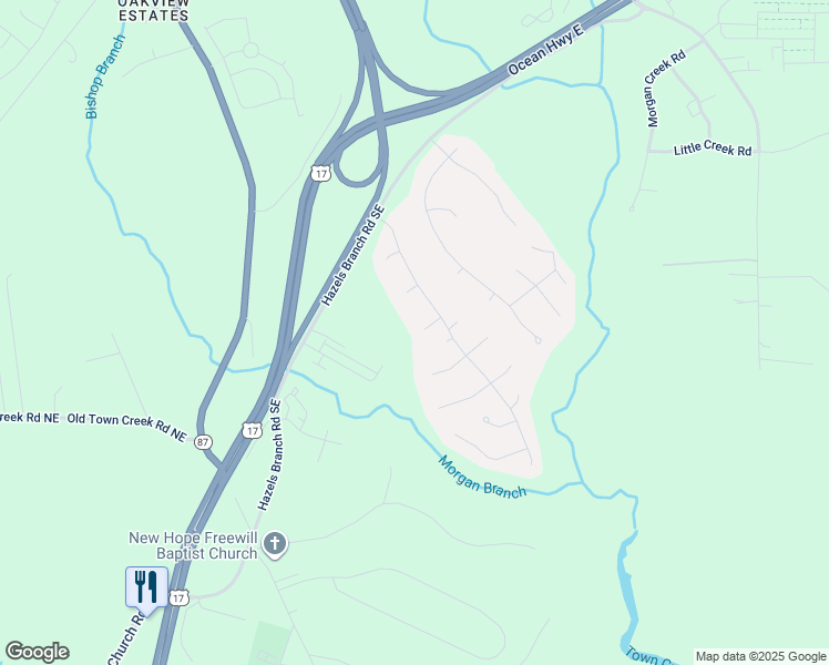 map of restaurants, bars, coffee shops, grocery stores, and more near 7387 Red Stone Court in Leland