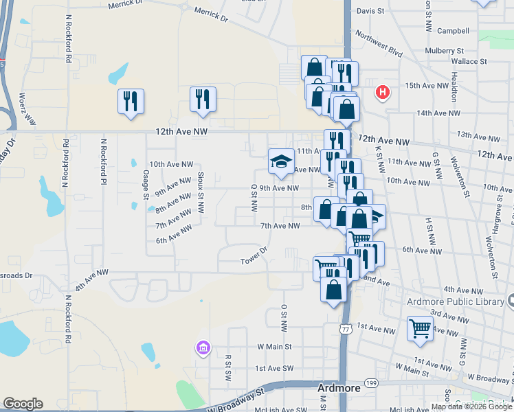 map of restaurants, bars, coffee shops, grocery stores, and more near 806 Q Street Northwest in Ardmore