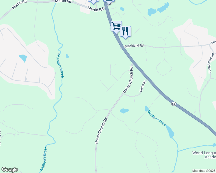map of restaurants, bars, coffee shops, grocery stores, and more near 4512 Nohl Crest Drive in Flowery Branch