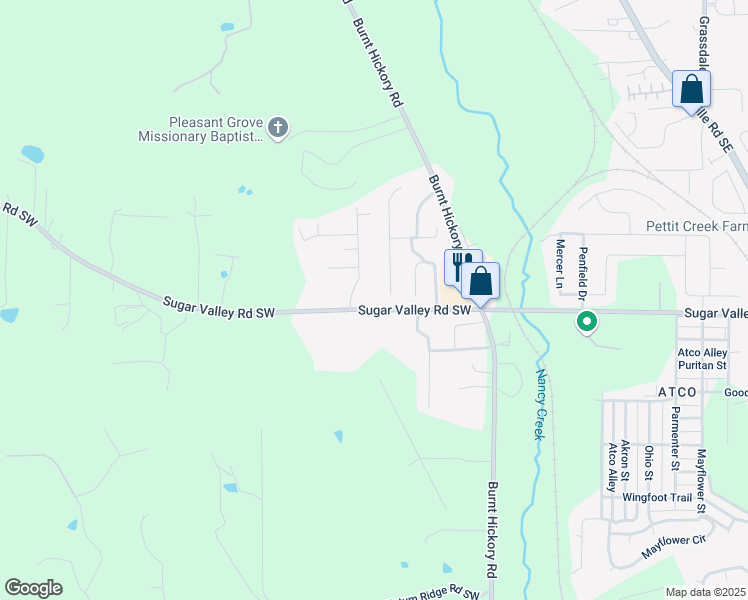map of restaurants, bars, coffee shops, grocery stores, and more near 212 Sugar Valley Road Southwest in Cartersville