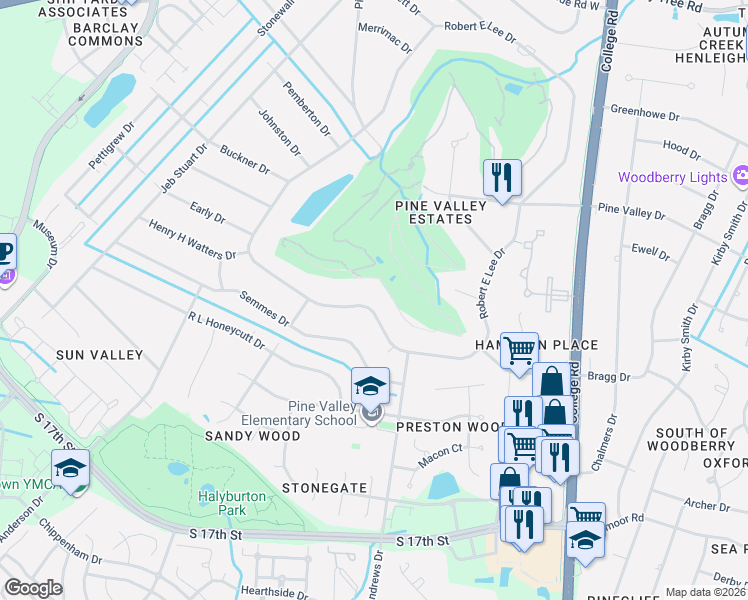 map of restaurants, bars, coffee shops, grocery stores, and more near 828 Robert E Lee Drive in Wilmington