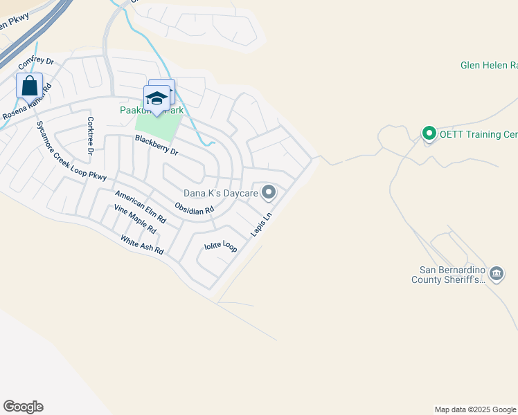 map of restaurants, bars, coffee shops, grocery stores, and more near 3993 Black Cottonwood Way in San Bernardino