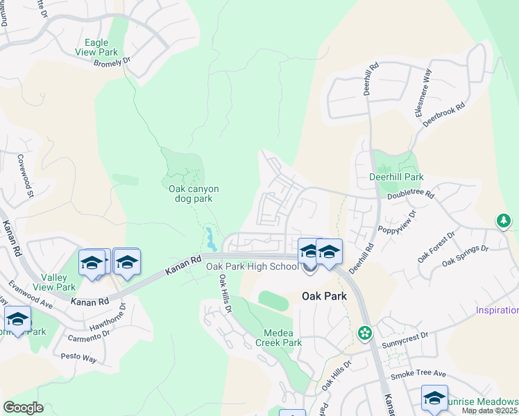 map of restaurants, bars, coffee shops, grocery stores, and more near 653 Oak Run Trail in Oak Park