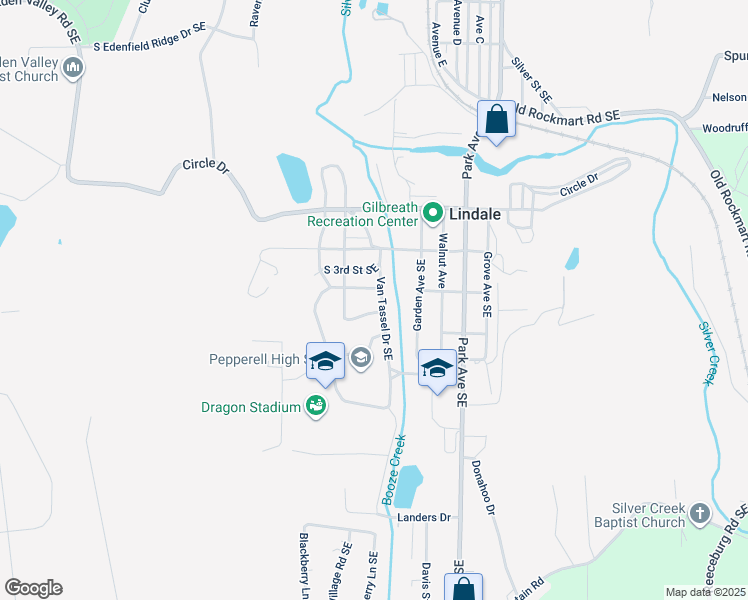 map of restaurants, bars, coffee shops, grocery stores, and more near 11 Van Tassel Drive Southeast in Lindale