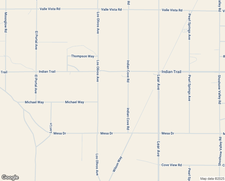 map of restaurants, bars, coffee shops, grocery stores, and more near 3838 Indian Cove Road in Twentynine Palms