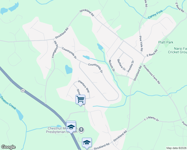 map of restaurants, bars, coffee shops, grocery stores, and more near 4715 Quiet Meadow Lane in Flowery Branch