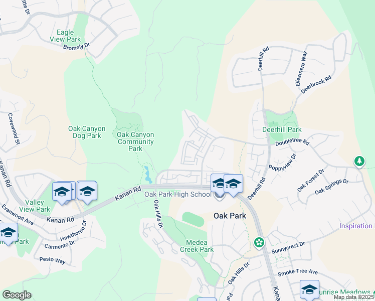 map of restaurants, bars, coffee shops, grocery stores, and more near 668 Oak Run Trail in Oak Park