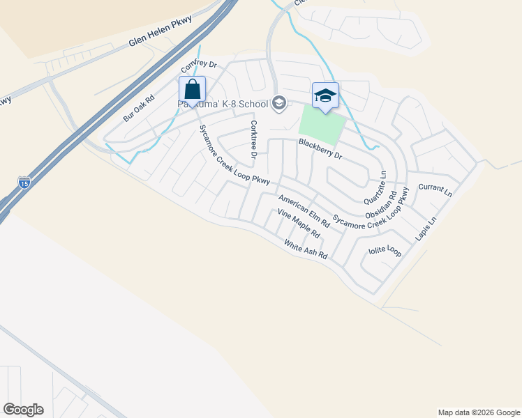 map of restaurants, bars, coffee shops, grocery stores, and more near 17963 Passion Flower Lane in San Bernardino
