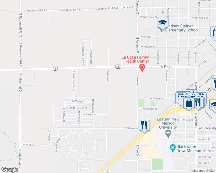 map of restaurants, bars, coffee shops, grocery stores, and more near 699 North Avenue Q in Portales