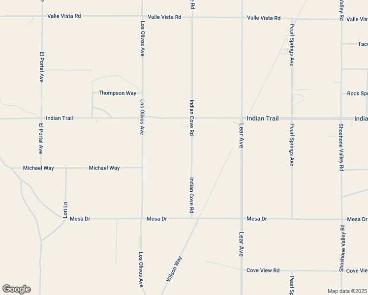 map of restaurants, bars, coffee shops, grocery stores, and more near 3838 Indian Cove Road in Twentynine Palms