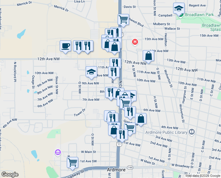 map of restaurants, bars, coffee shops, grocery stores, and more near 801 M Street Northwest in Ardmore