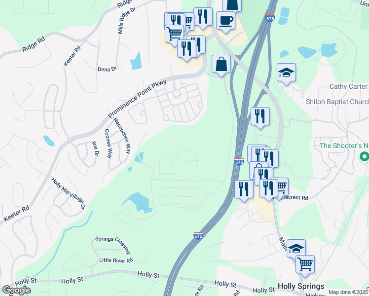 map of restaurants, bars, coffee shops, grocery stores, and more near 339 Hidden Creek Lane in Canton