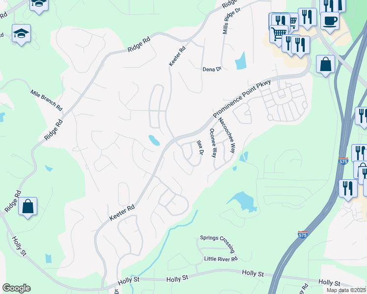 map of restaurants, bars, coffee shops, grocery stores, and more near 111 Ilex Drive in Canton