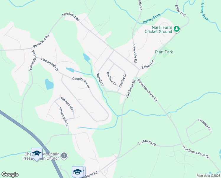 map of restaurants, bars, coffee shops, grocery stores, and more near 5100 Nichols Drive in Flowery Branch