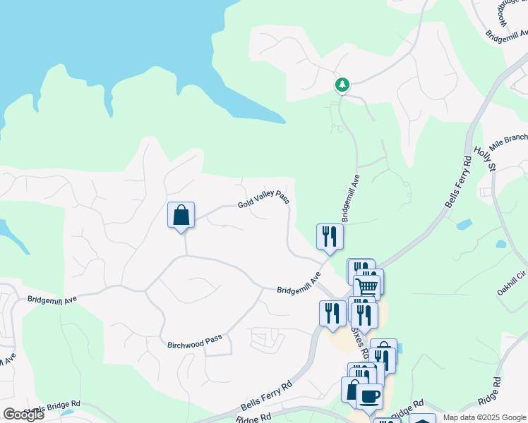 map of restaurants, bars, coffee shops, grocery stores, and more near 719 Settlers Crossing in Canton