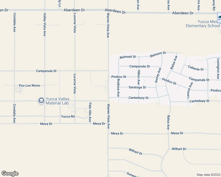 map of restaurants, bars, coffee shops, grocery stores, and more near 3801 Warren Vista Avenue in Yucca Valley