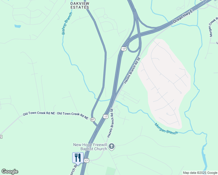 map of restaurants, bars, coffee shops, grocery stores, and more near 30 Maco Road Northeast in Leland