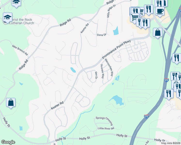 map of restaurants, bars, coffee shops, grocery stores, and more near 159 Ilex Drive in Canton
