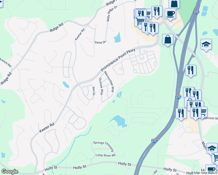 map of restaurants, bars, coffee shops, grocery stores, and more near 508 Sautee Place in Canton
