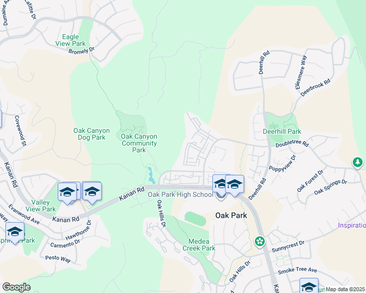 map of restaurants, bars, coffee shops, grocery stores, and more near 675 Oak Run Trail in Oak Park